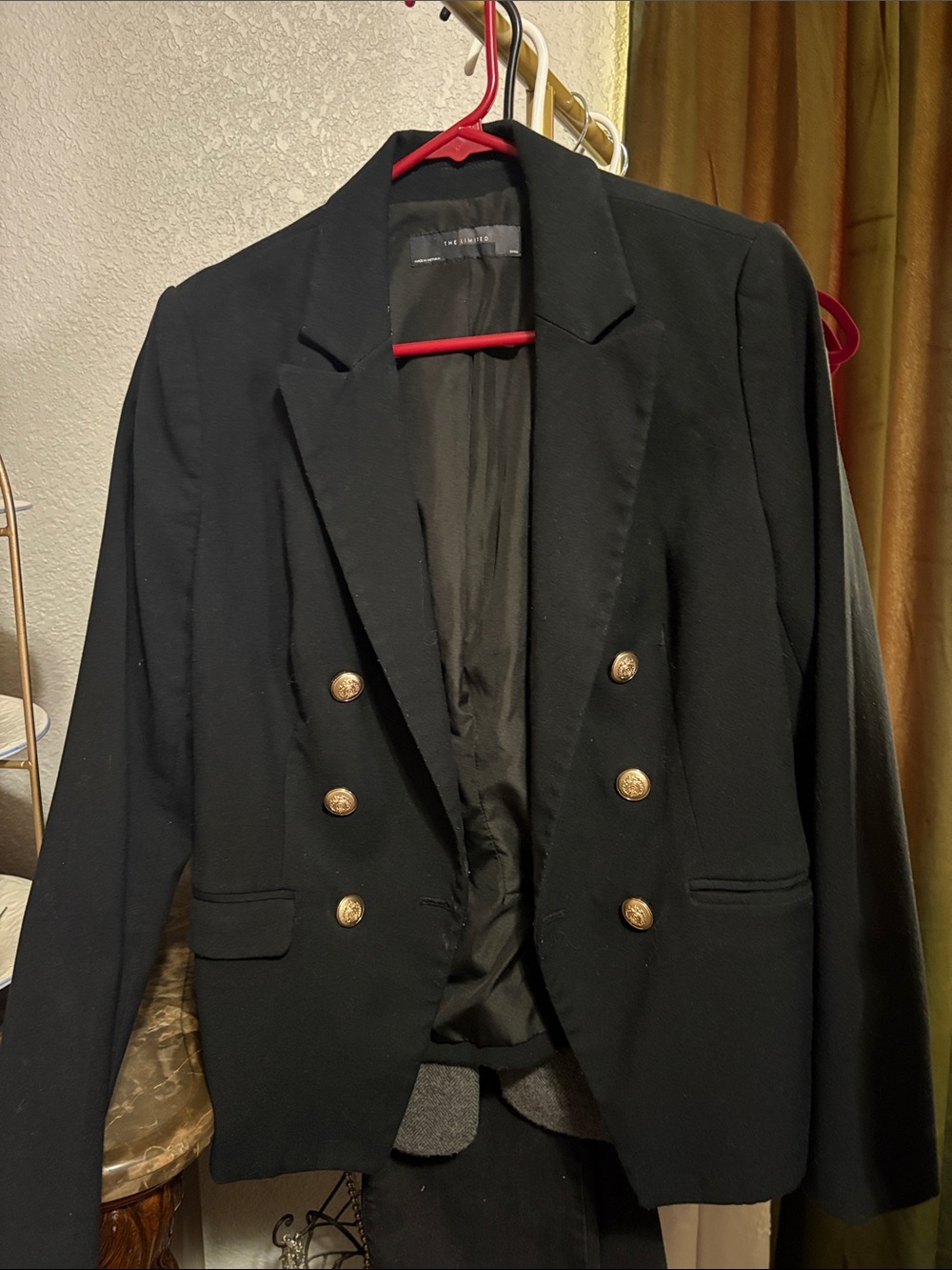The Limited Black Double-Breasted Blazer with Gold Buttons